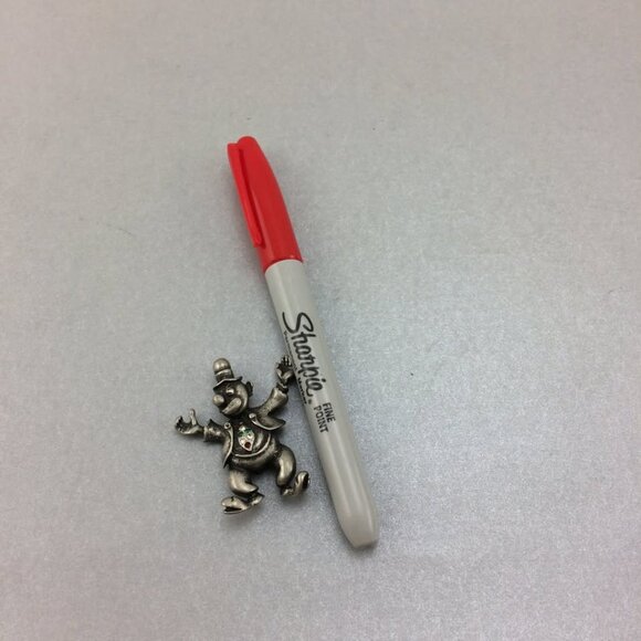 Vintage Silvetone Pewter Metal Clown Brooch Pin with Rhinestones - Picture 8 of 10